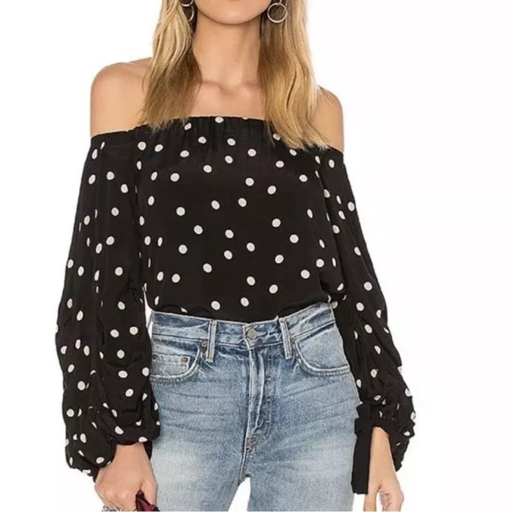 LOVERS+Friends off shoulder Polka Dot blouse Top